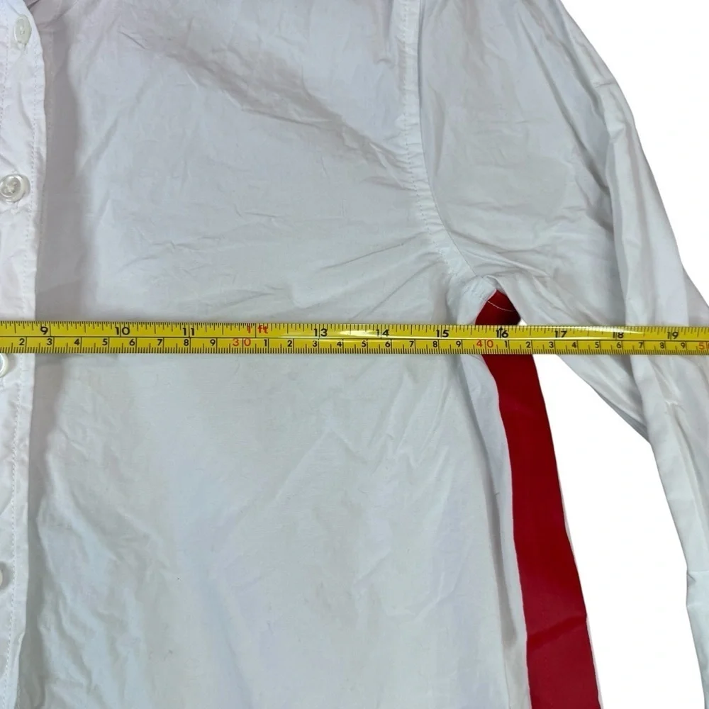 J. Crew Woman’s White Button Down Shirt with Red Accent Stripe